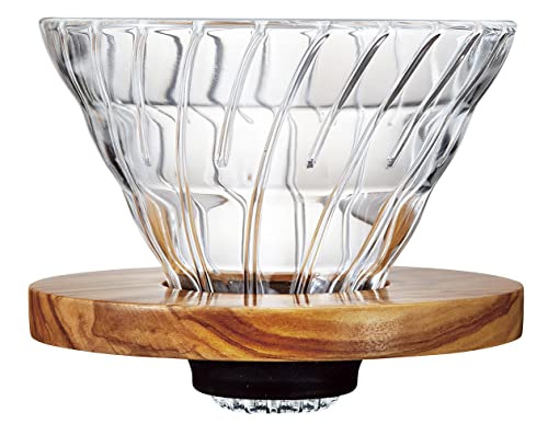 VDGR-02-OV V60 Heat Resistant Glass, Permeable, Coffee Dripper, Olive Wood, 02, Coffee Drip, For 1 to 4 Cups