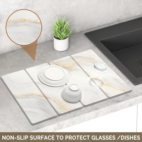 Large Stone Dish Drying Mat for Kitchen Counter (2 Count)