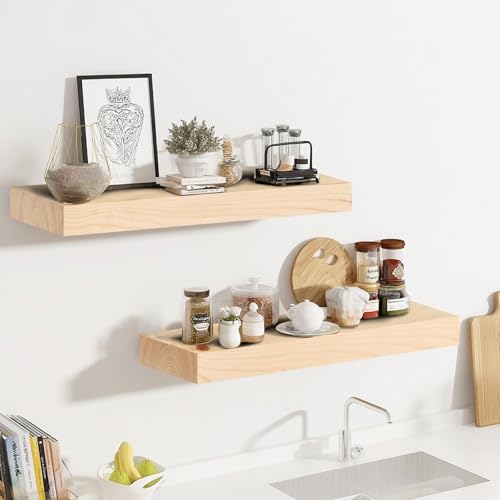 Solid Wood Floating Shelves (2 Count)