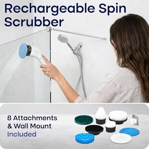Electric Spin Scrubber for Cleaning with 7 Replaceable Heads