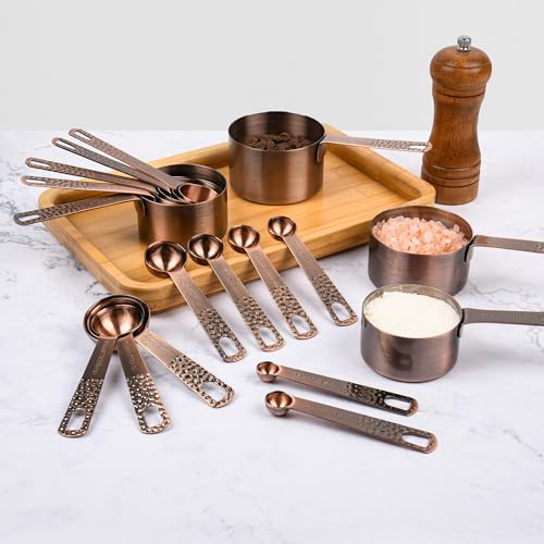 Copper Measuring Cups and Spoons Set 20 for Kitchen & Baking (20 Count)