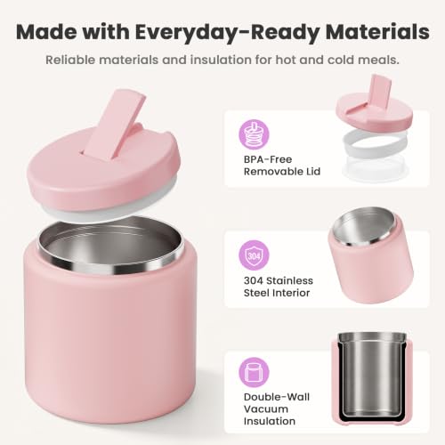 26oz Soup Thermo for Hot Food Kids with Buckle Lid Insulated Vacuum Food Jar Wide Mouth Leakproof Stainless Steel Lunch Container