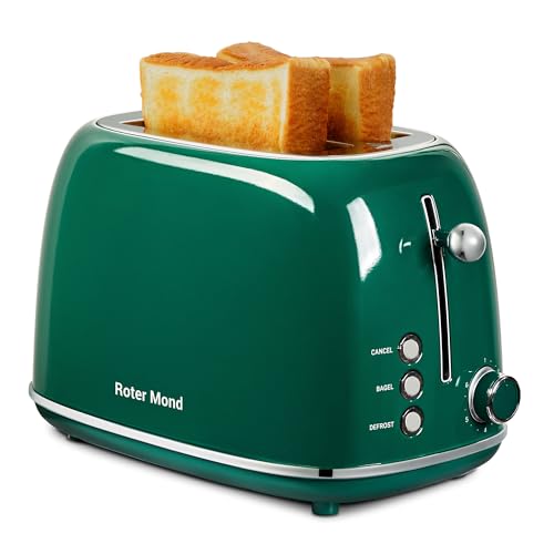 2 Slice Toaster Retro Stainless Steel with Bagel