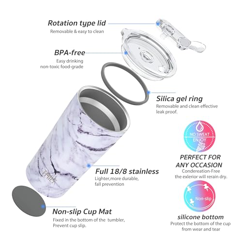 Stainless Steel Vacuum Insulated Tumbler Travel Mug 20 oz Coffee Cup with 2 Lids and Straws