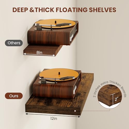Deep Floating Shelves 48x12” Set of 2 (2 Count)