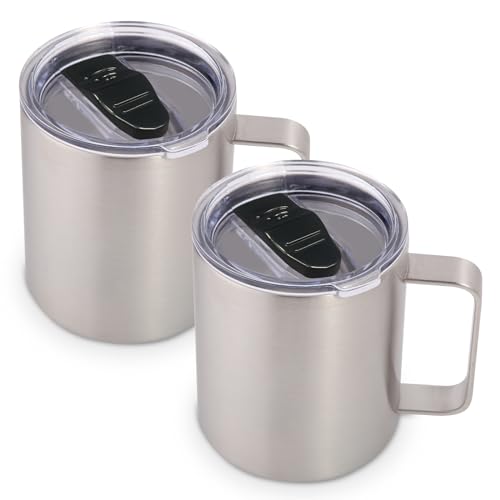 14oz Insulated Stainless Steel Coffee Mug with Lid Bulk 2 Pack (2 Count)
