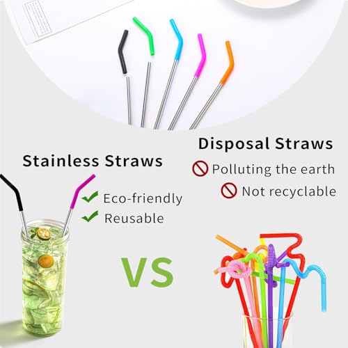 10 Pcs Metal Straw Reusable 8.5" 6mm Stainless Steel Straws (10 Count)