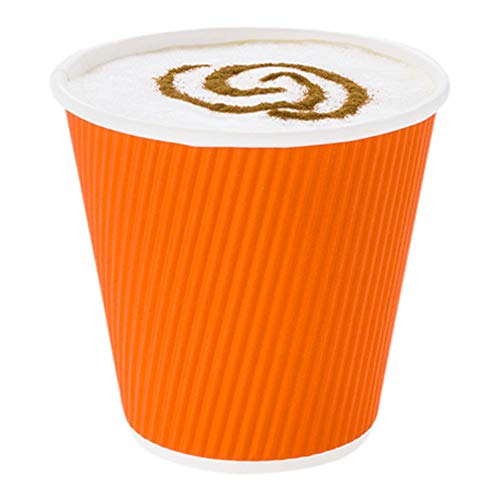 Ripple Wall Coffee Cups 25 Count 8 Ounce Insulated Tangerine Orange Paper Cups