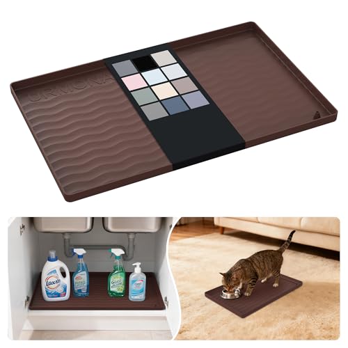 Waterproof Silicone Under Sink Mat 16'' x 10'' Shelf Liner for Kitchen and Bathroom