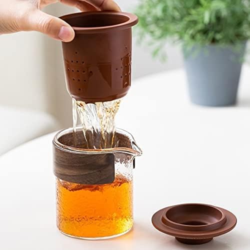 Travel Tea Set Ceramic Portable Sets with Carring Cases Teapot with Small Glass Filter Flower Teawares Gift