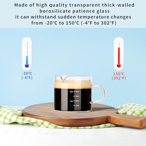 Espresso Double Spout Glass Coffee Cups with Handle