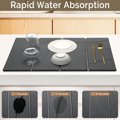 Large Stone Dish Drying Mat for Kitchen Counter (2 Count)