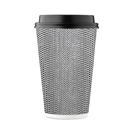 16 oz Disposable Paper Coffee Cups with Lids Insulated Double (85 Count)