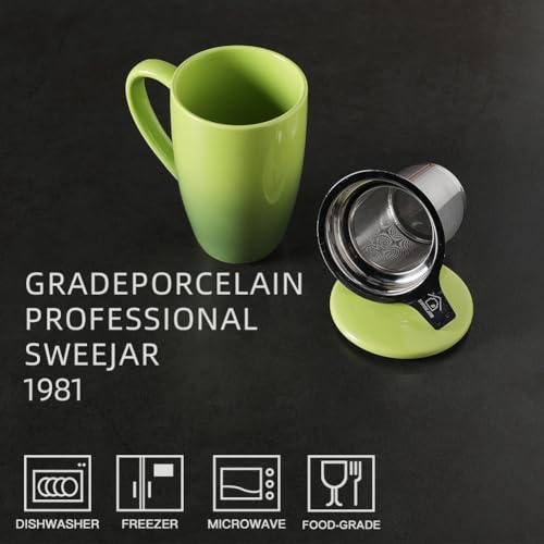 Sweejar Porcelain Tea Mug with Infuser and Lid