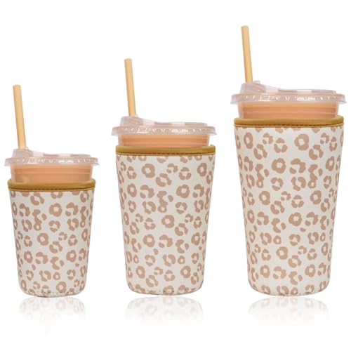 Reusable Insulated Neoprene Iced Coffee Cup Sleeve (3 Count)