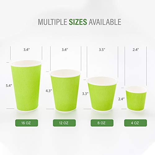 Ripple Wall Coffee Cup 25 Count 12 Ounce Insulated Hot Beverage Cup Disposable Non