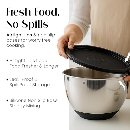 Stainless Steel Mixing Bowls with Airtight Lids Set