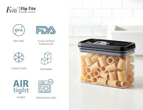 Flip Tite Storage Container with Lid 4” RECTANGULAR Airtight Ring Flip Top (3 Count)