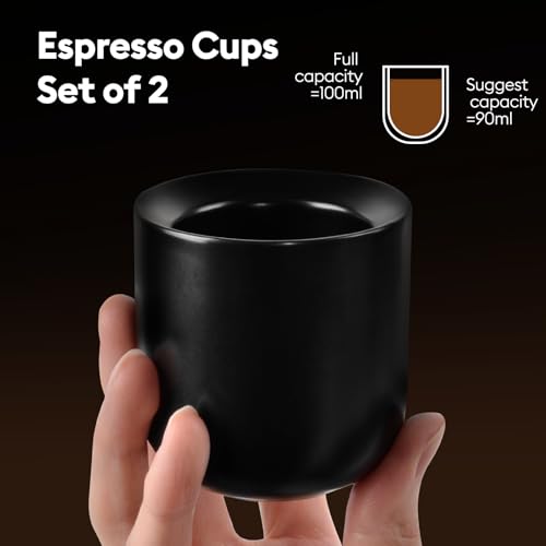 A set of 2 matte black ceramic espresso cups (2 Count)
