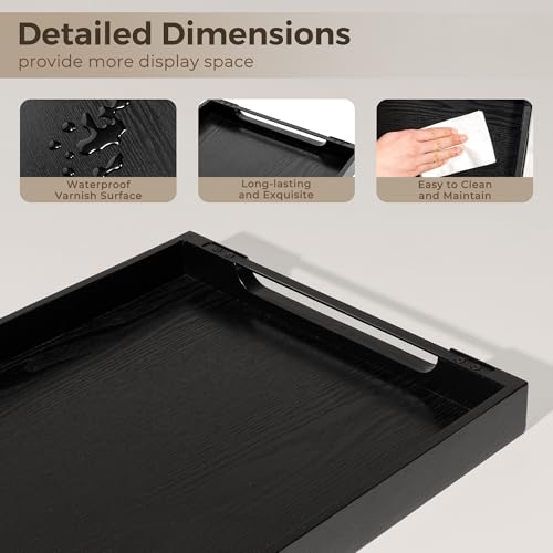 Wooden Serving Tray with Metal Handles