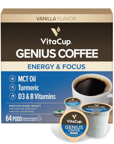 Genius Vanilla Keto Medium Roast Coffee Pods (64 Count)