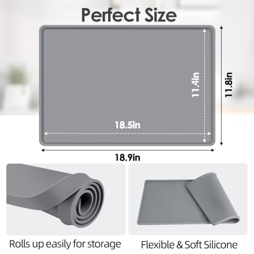 Silicone Coffee Maker Mat with Lip for Countertops
