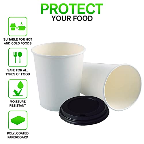 White Disposable Paper Coffee Cups with Lids (100 Count)