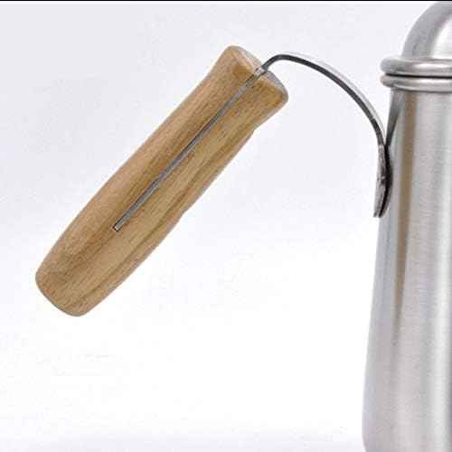 Long Narrow Spout Coffee Pot Stainless Steel Wooden Hand Pour Over Drip Kettle for Maker