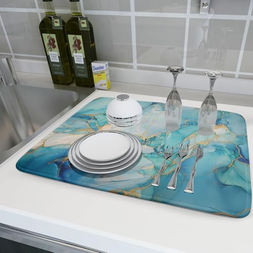 Marble Print Dish Drying Mat for Kitchen Counter