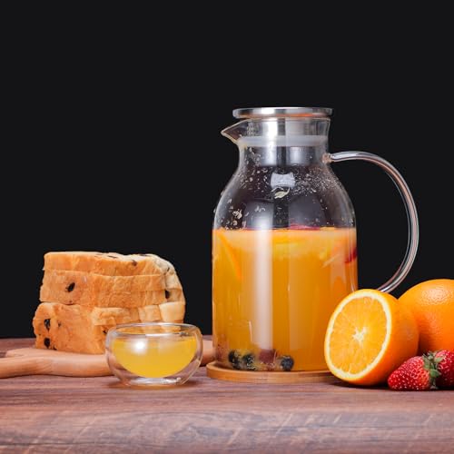 Glass Water Pitcher with Lid and Spout
