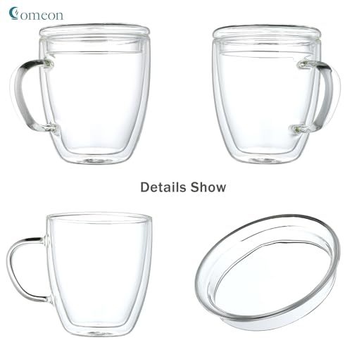 Insulated Espresso Cups 16 oz Double Wall Glass Mugs