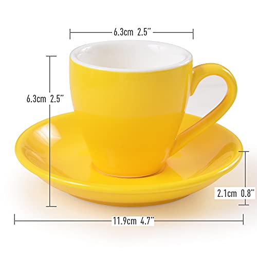 Porcelain Espresso Cup with Saucer And Stainless Steel mini Spoons (7 Count)
