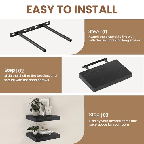 9 Inch Deep Black Floating Shelves (2 Count)