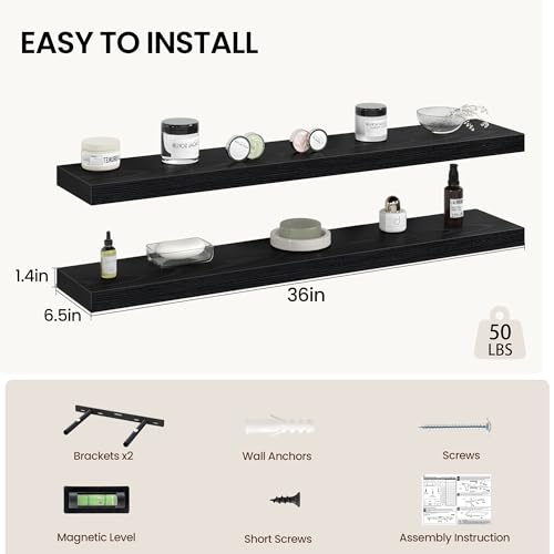 36 Inch Floating Shelves Wall Mounted for Display (2 Count)