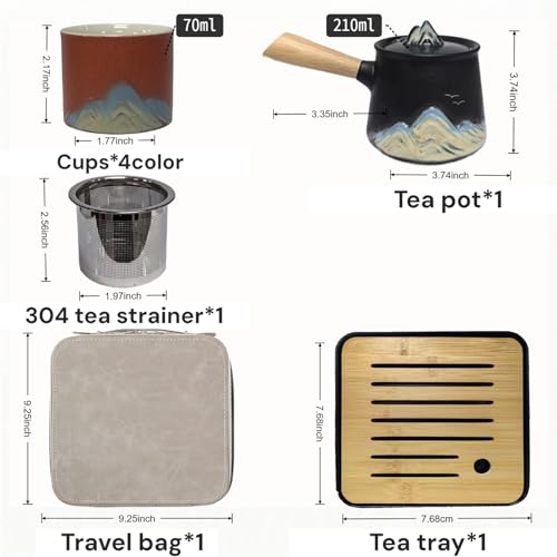 Portable Chinese Tea Set with Carry Bag (7 Count)