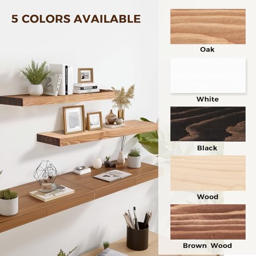 Solid Wood Floating Shelves (2 Count)