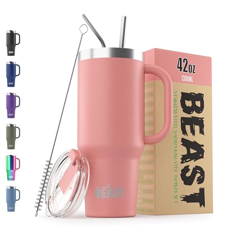 Beast 42 oz Tumbler with Handle Stainless Steel Vacuum Insulated Coffee Ice Cup Double Wall Travel Flask