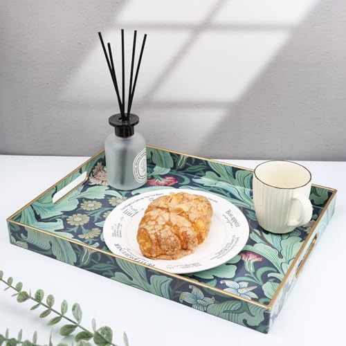 Plastic Serving Tray with Handles for Coffee Table