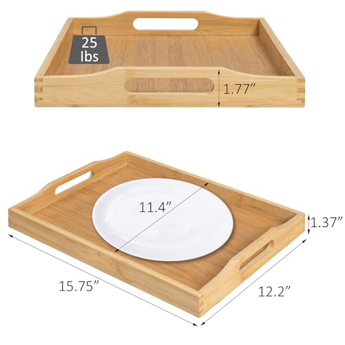 Bamboo Food Serving Tray with Handles