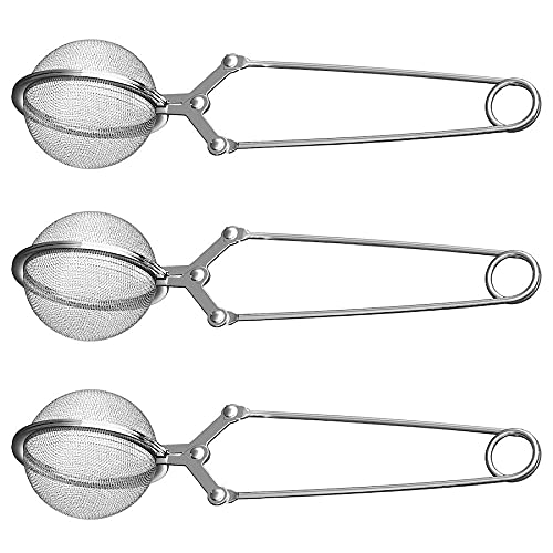 Snap Ball Tea Strainer 3 Pack Tea Infuser with Handle Tea Mesh Infuser Snap Ball Strainer Steep Loose Leaf Tea Infuser Fine Mesh Ball Tea Filter Strainer for Spices and Seasonings (3 Count)