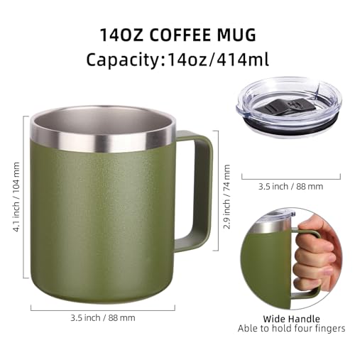 14oz Insulated Stainless Steel Coffee Mug with Lid Bulk 4 Pack (4 Count)