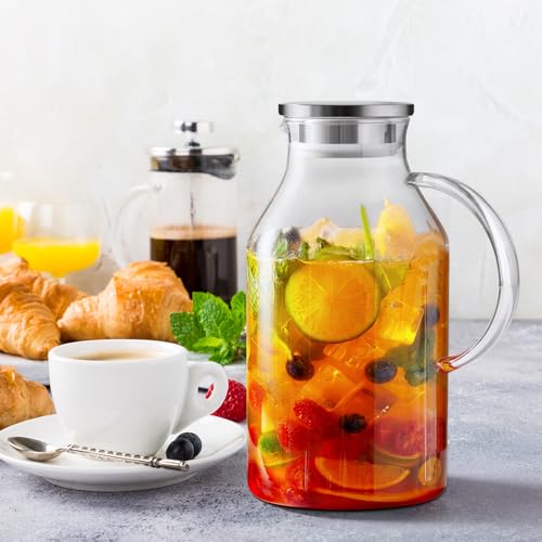 3 Liter 101 oz Glass Pitcher with Lid and Handle