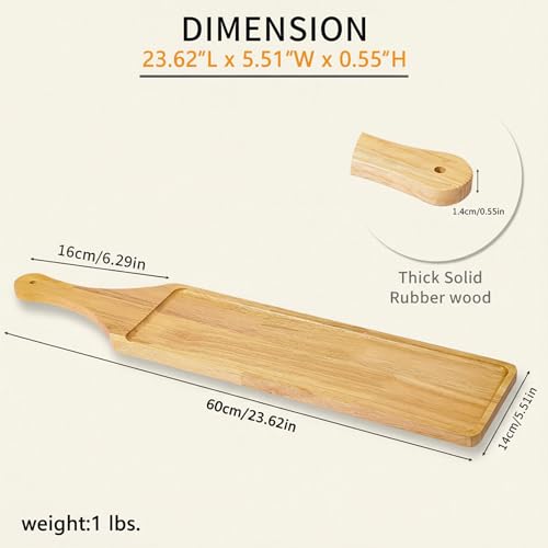 Long Wooden Serving Board with Handle