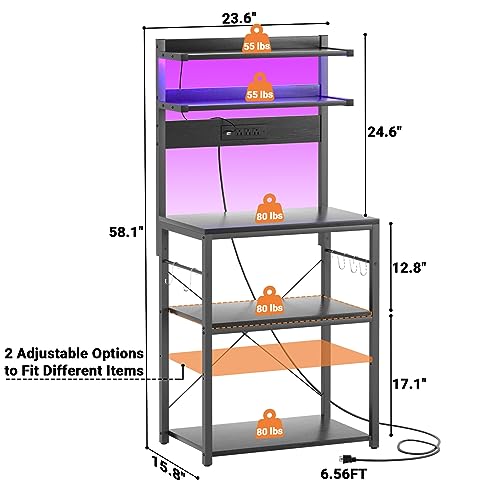 Bakers Rack with Power Outlet & RGB LED