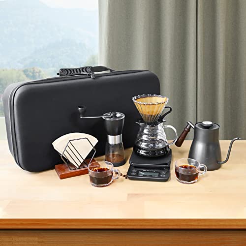 Pour Over Coffee Maker Set includes a manual grinder