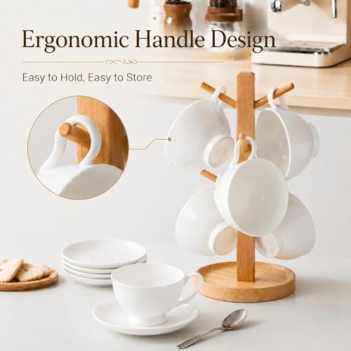 Fine Bone China Espresso Cups and Saucers Set of 2 (2 Count)