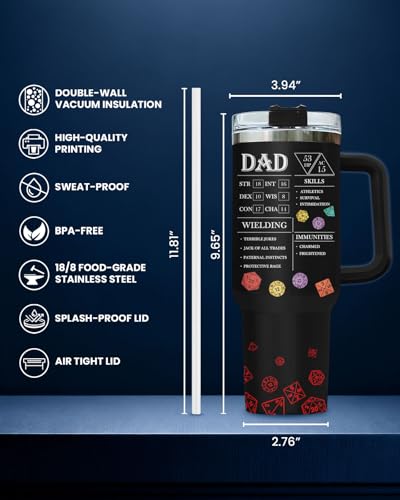 Dad Dungeon Daddy DND 40 oz Tumbler with Handle