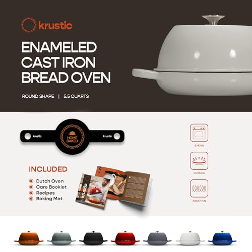 Enameled Cast Iron Dutch Oven for Sourdough Bread Baking
