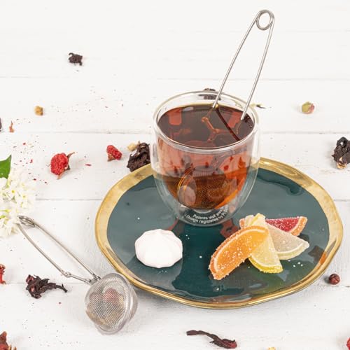 Snap Ball Tea Strainer 3 Pack Tea Infuser with Handle Tea Mesh Infuser Snap Ball Strainer Steep Loose Leaf Tea Infuser Fine Mesh Ball Tea Filter Strainer for Spices and Seasonings (3 Count)