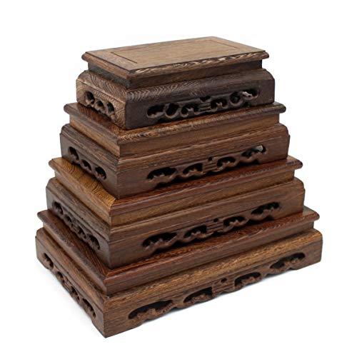 Primitives Rustic Rosewood Rectangle Display Stand Vase Pot Base Fishbowl Pedestal Stand